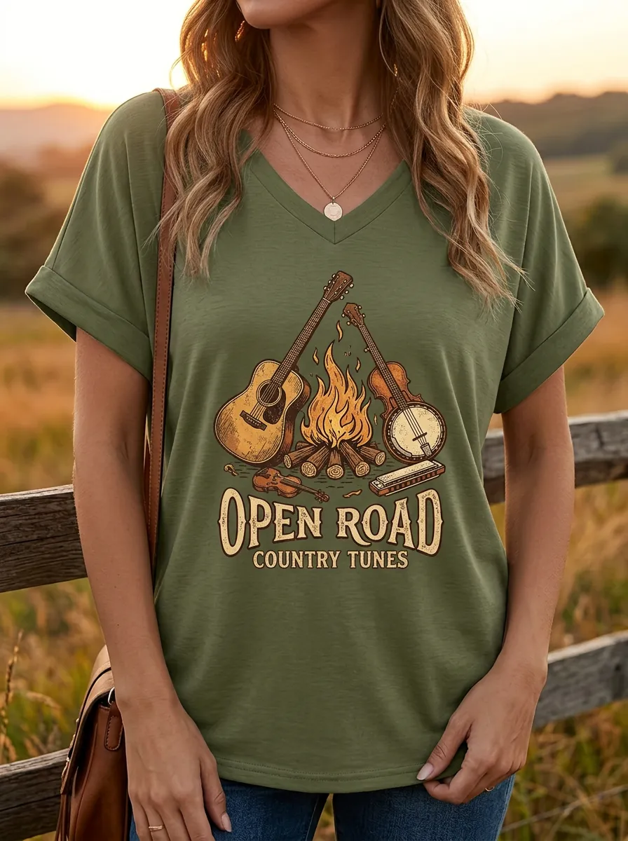 Banjo Guitar Women's V-Neck T-Shirt