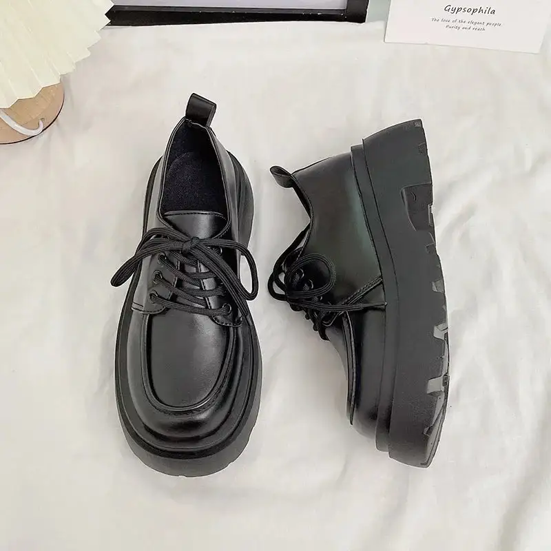 Leather Lace-Up Loafer Flats