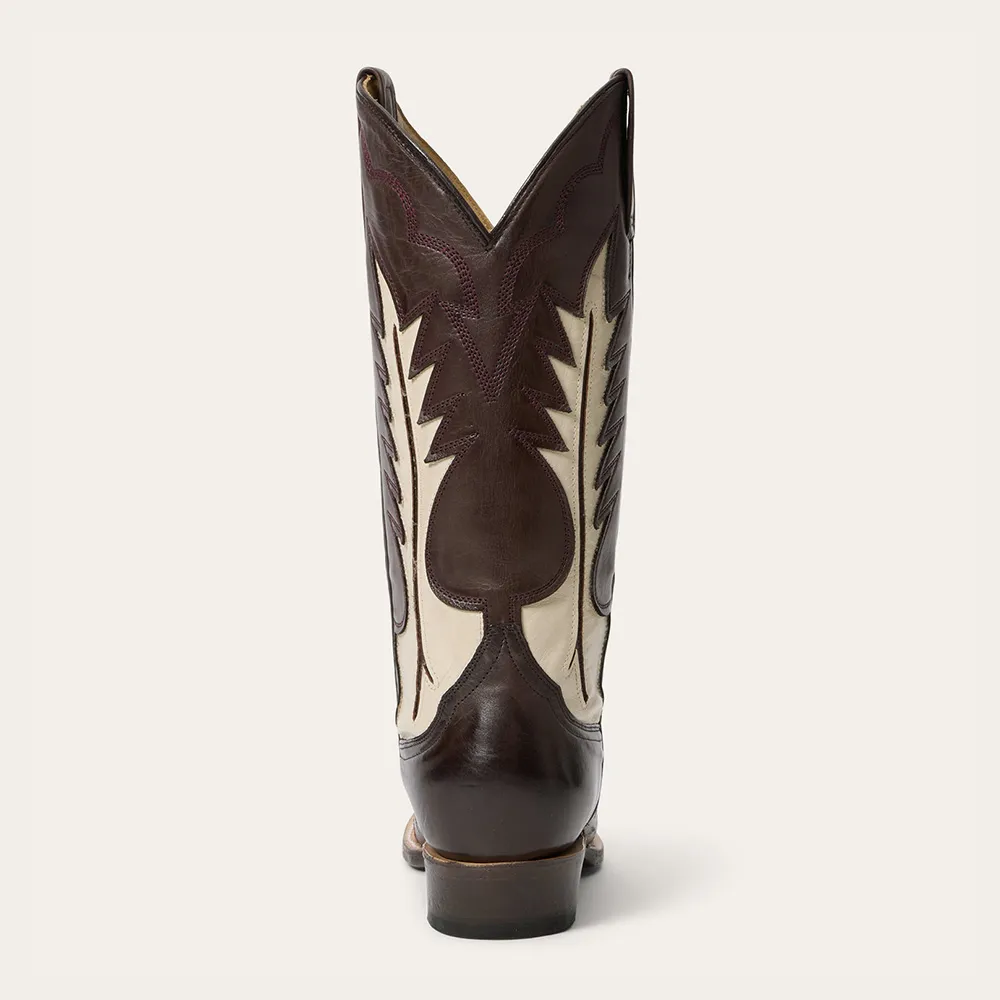 Classic Faux-Leather Embroidered Patchwork Snip-Toe Mid-Calf Boots