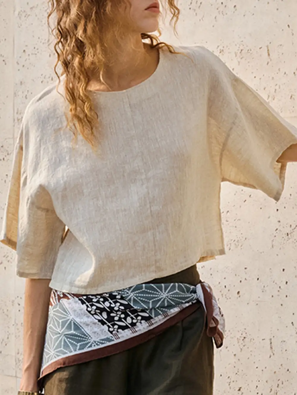 Linen Crew Neck Short Sleeve Tee