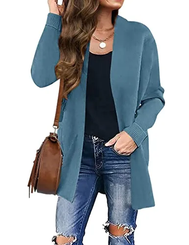 Women's Long Sleeves Open Front Leopard Print Knitted Sweater Cardigan Coat Outwear