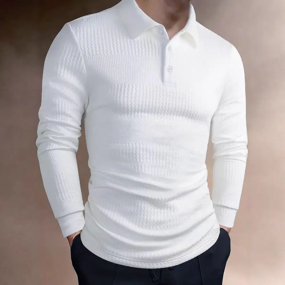 Waffle Texture Tailored Fine Knit Polo Shirt