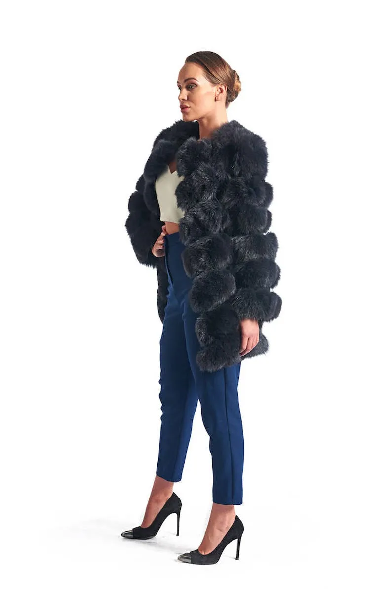 Dark Grey Fox Fur Coat Women’s