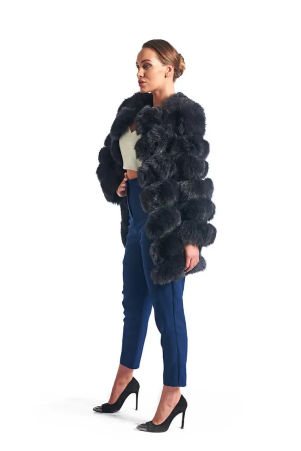 Dark Grey Fox Fur Coat Women’s
