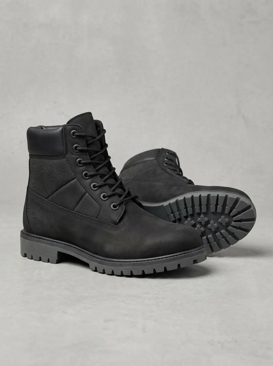 Unisex Outdoor Lover Topographic Pattern Print Work Boots