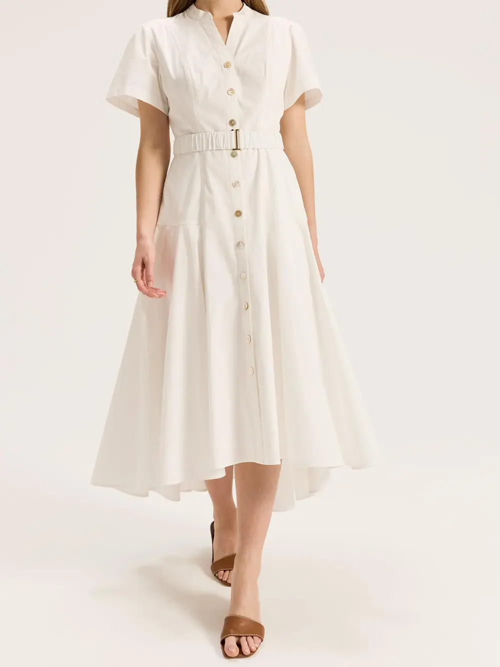 Solid Color Shirtdress with Belt