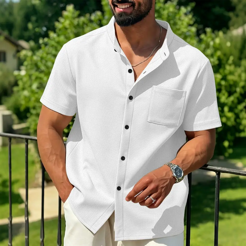 Textured Waffle Short Sleeve Shirt