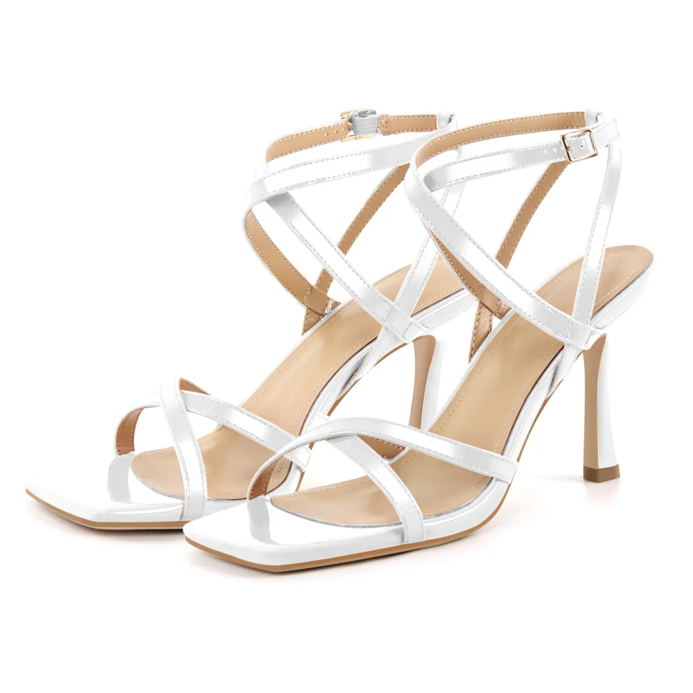 Square Toe Crisscross Ankle Strap Sandals