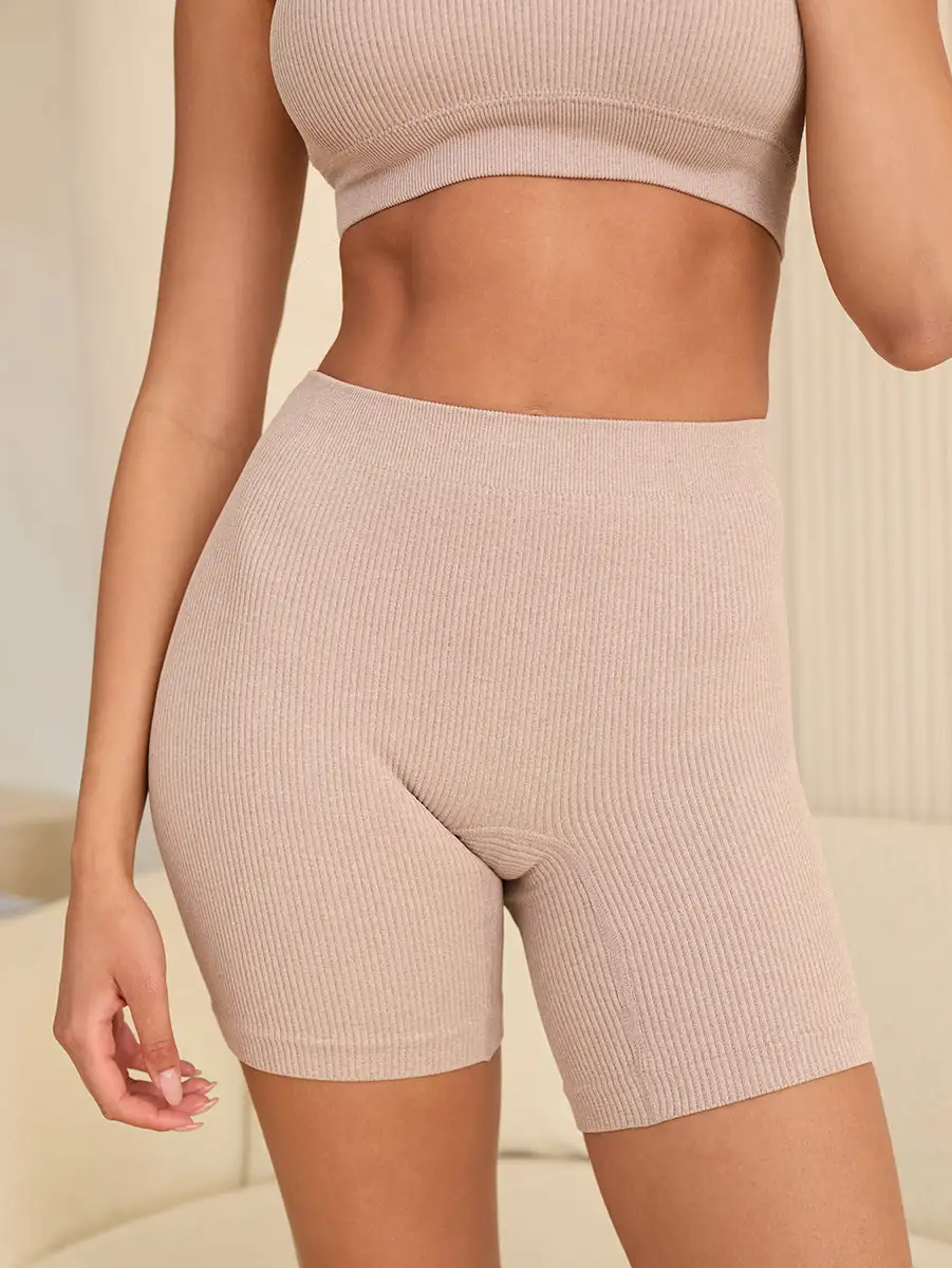 Ribbed High-Rise Biker Shorts