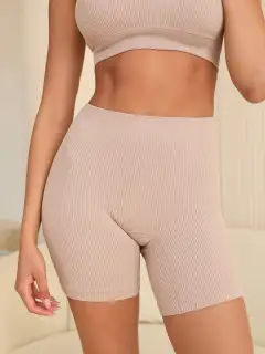 Ribbed High-Rise Biker Shorts