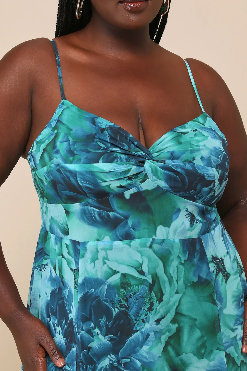 Casual Style Floral Print Twist-Front Maxi Dress