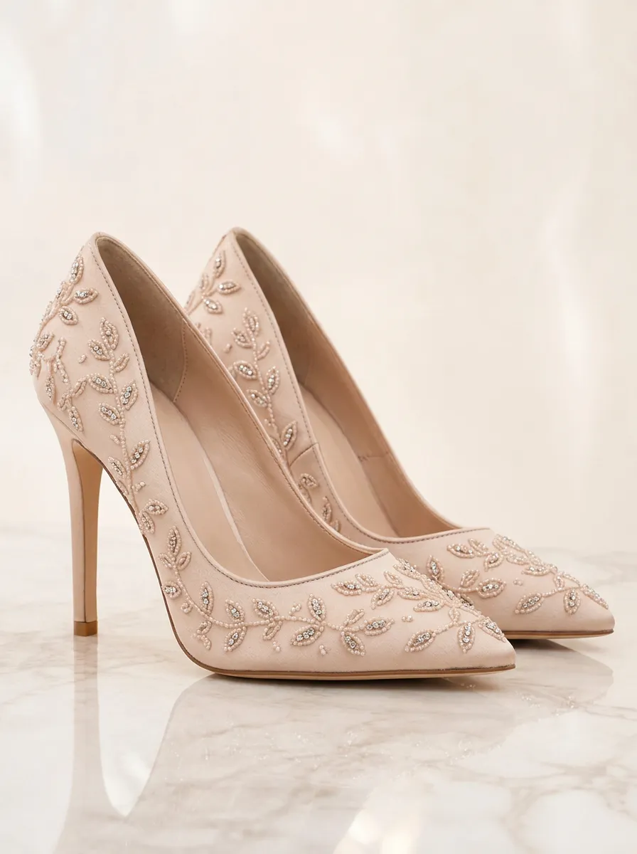 Sequin Embroidered Bridal Women's Formal High Heels