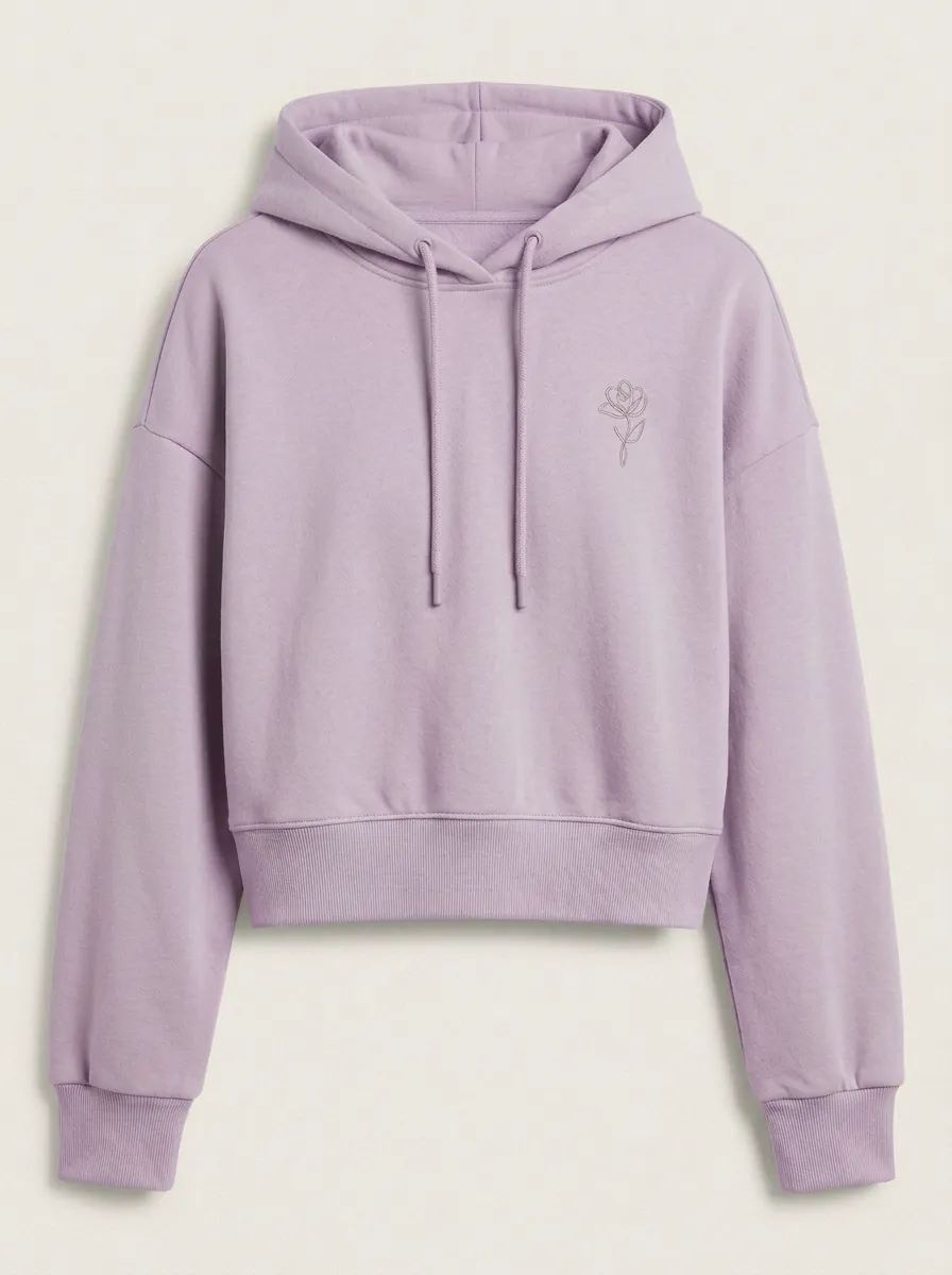 Women's Minimalist Floral Rose Line Art Printed Hoodie