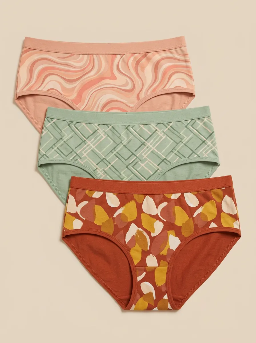Women's Retro Abstract Geometric Three-Pack Briefs