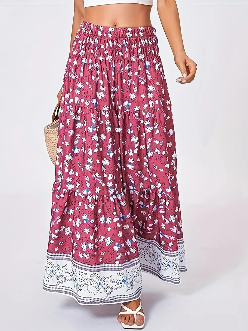 Full Size Tiered Printed Skort