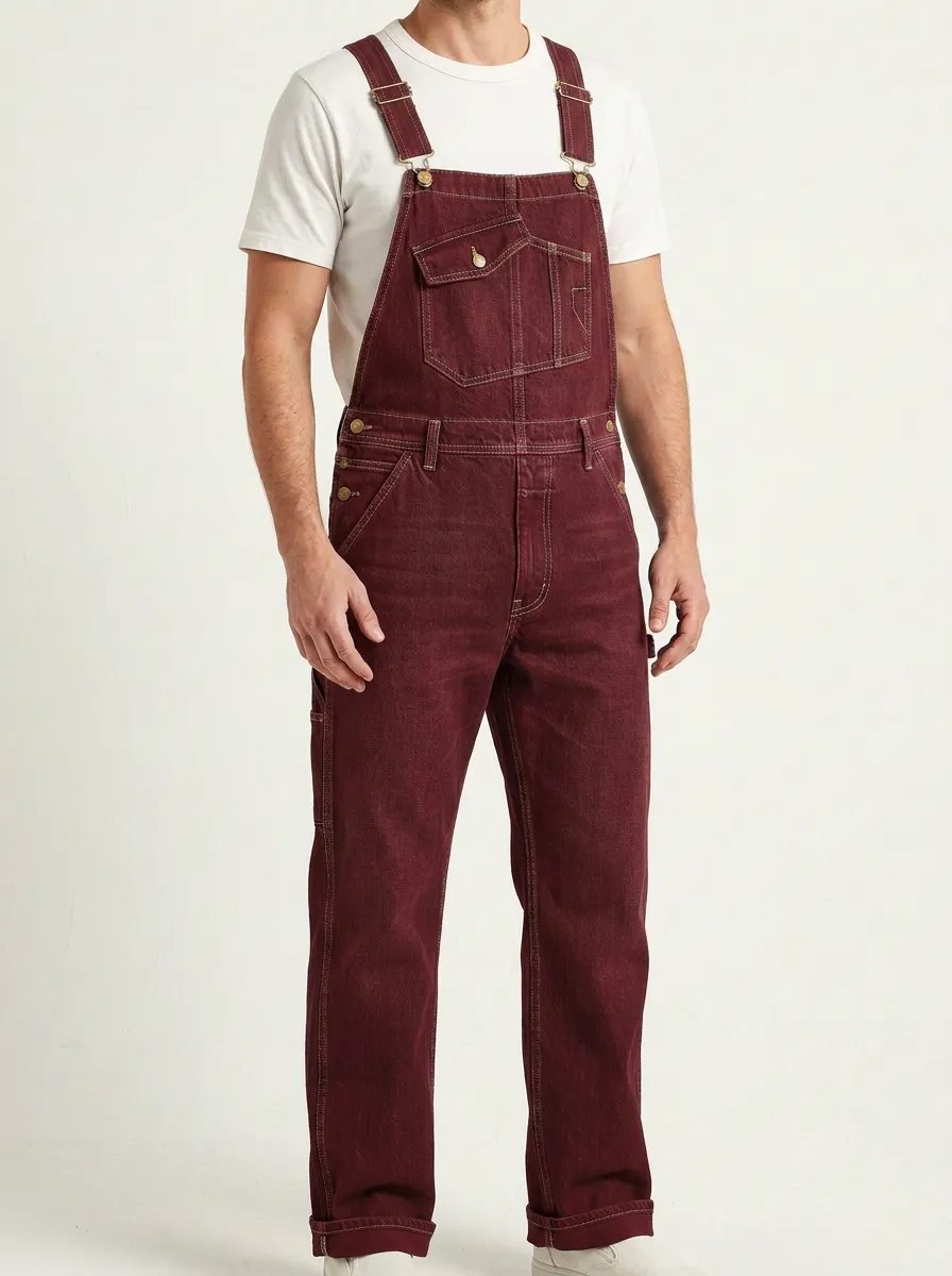 Men's Casual Vintage Blue Denim Bib Overalls