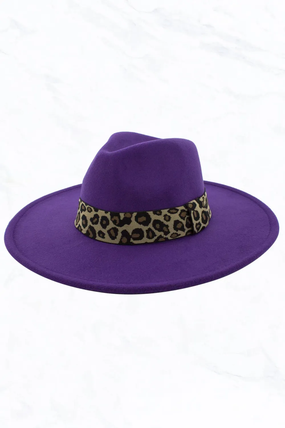 Big Brim Peach Heart Top Jazz Hat Wide Leopard Belt