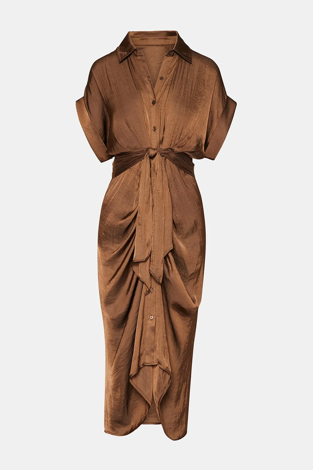 ROLLED COLLAR DRESS RED