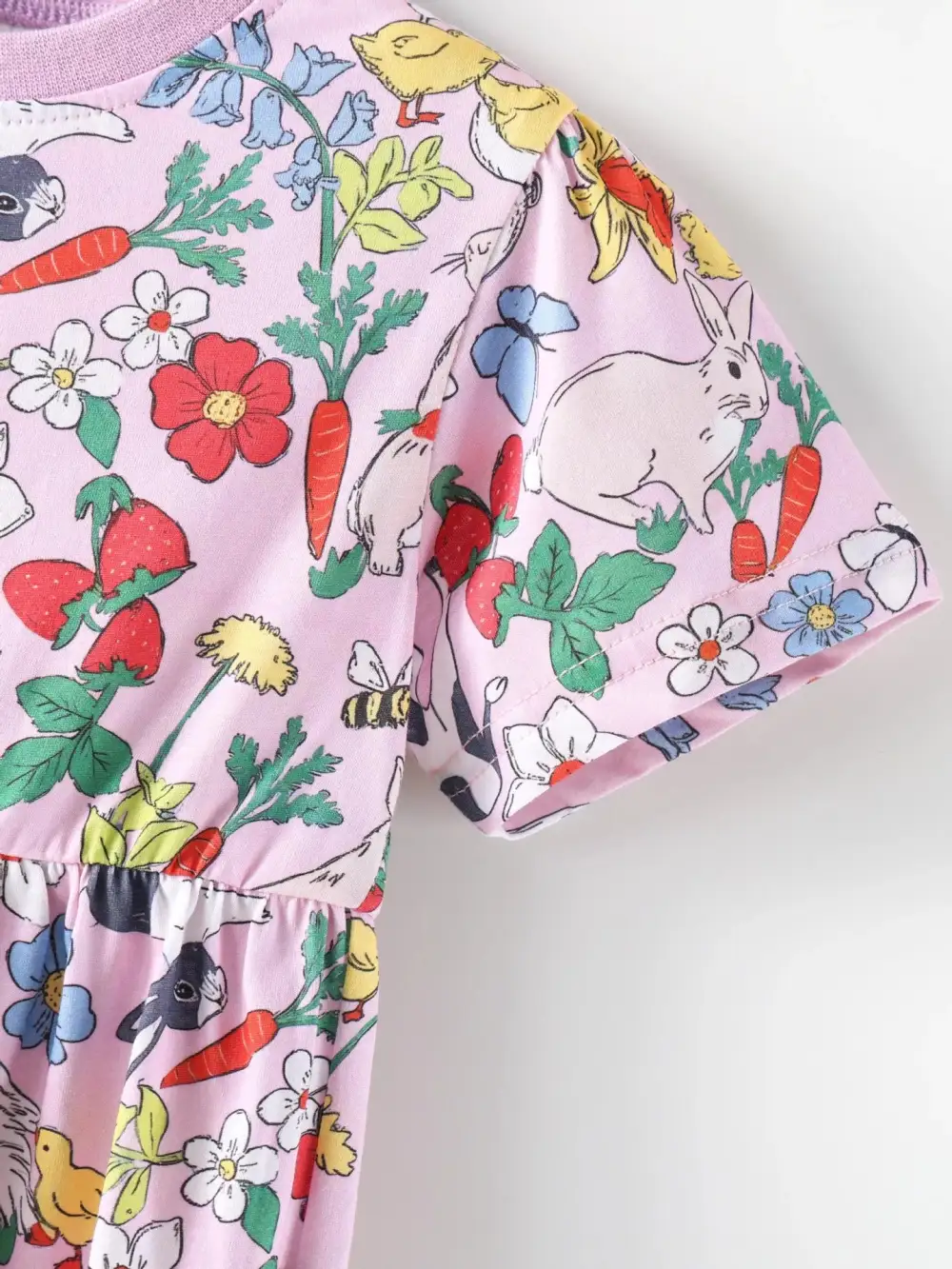 Girls Printed Round Neck Dress