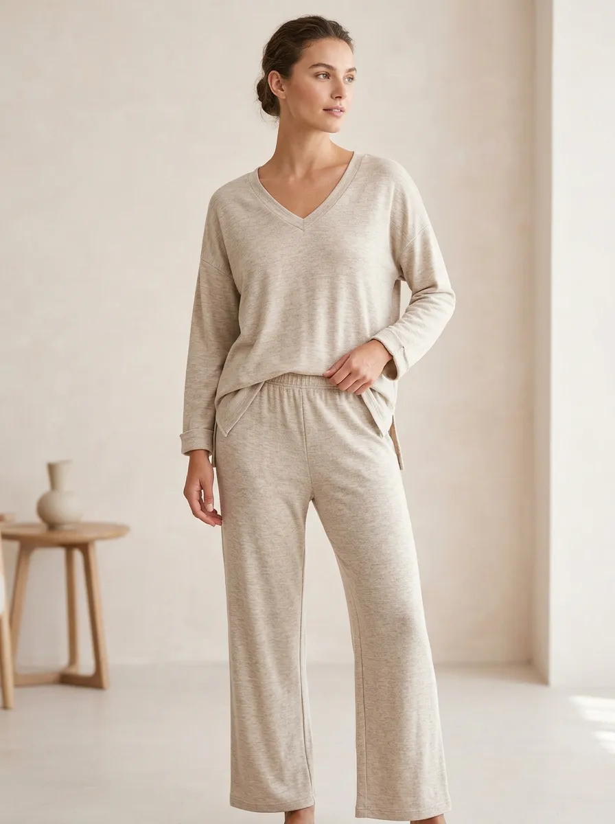 Short-Sleeve Women's V-Neck Casual Lounge Set