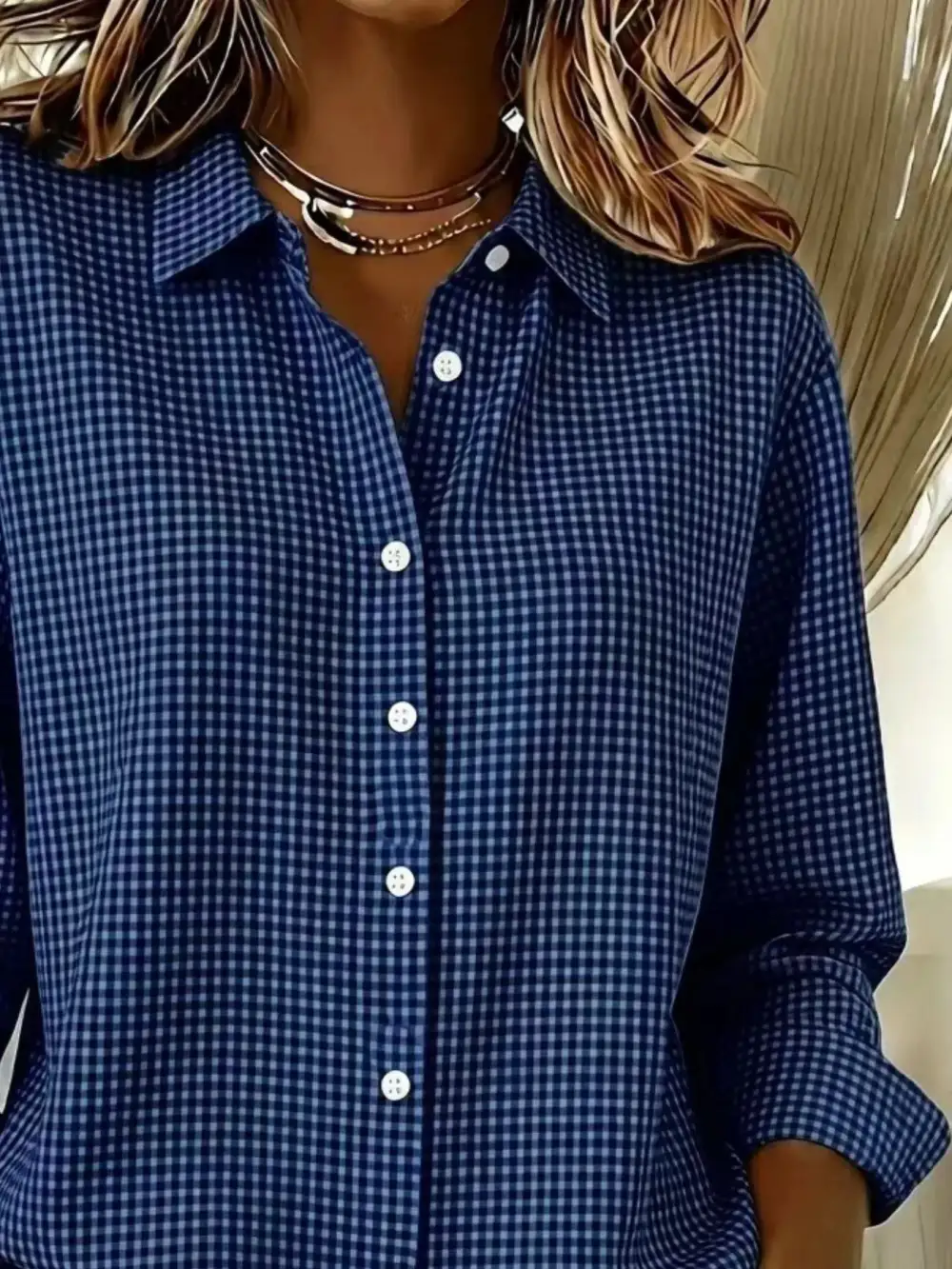 Button-up Long Sleeve Plaid Shirt