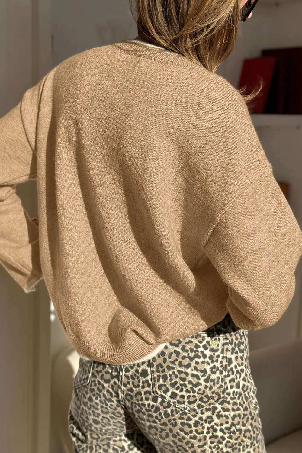 Leopard Print Bow Detail Sweater