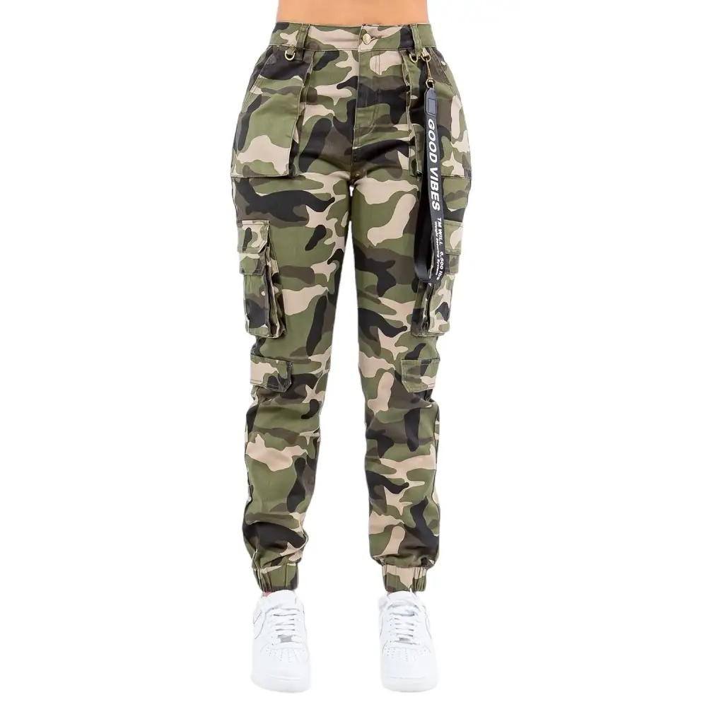 Women's High Waist Jogger Utility Pocket Camouflage Cargo Pants