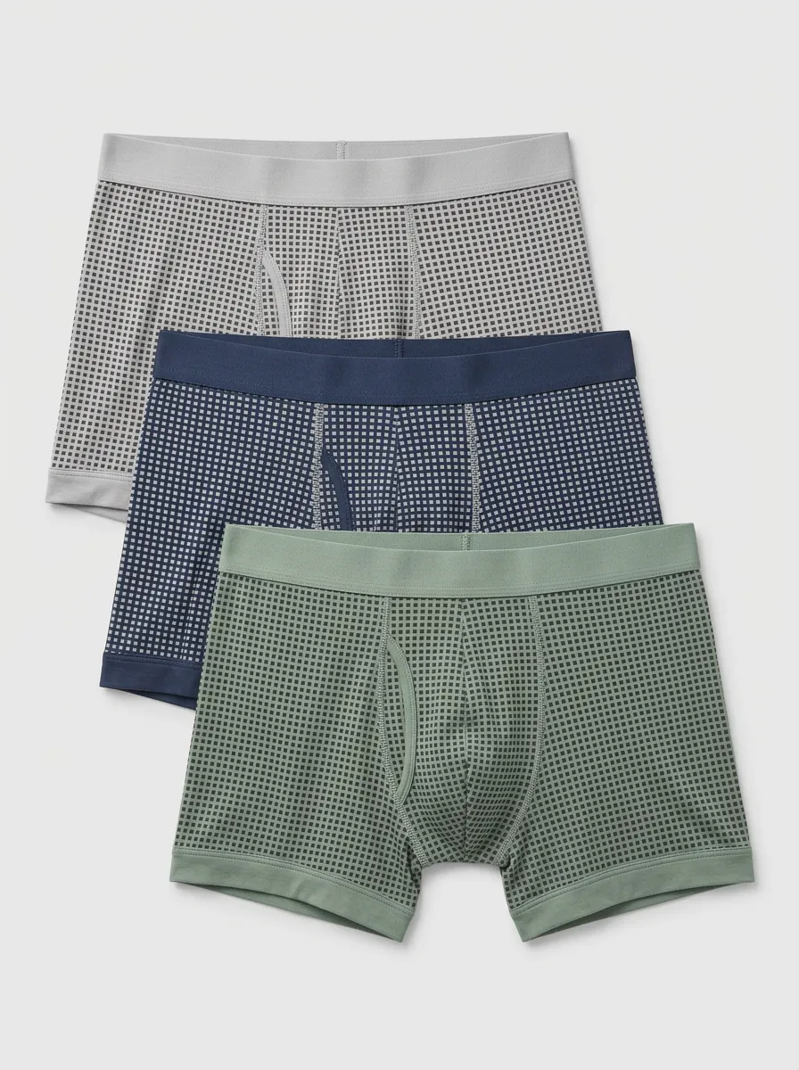 Men's Navy Grid Boxer Briefs 3-Pack