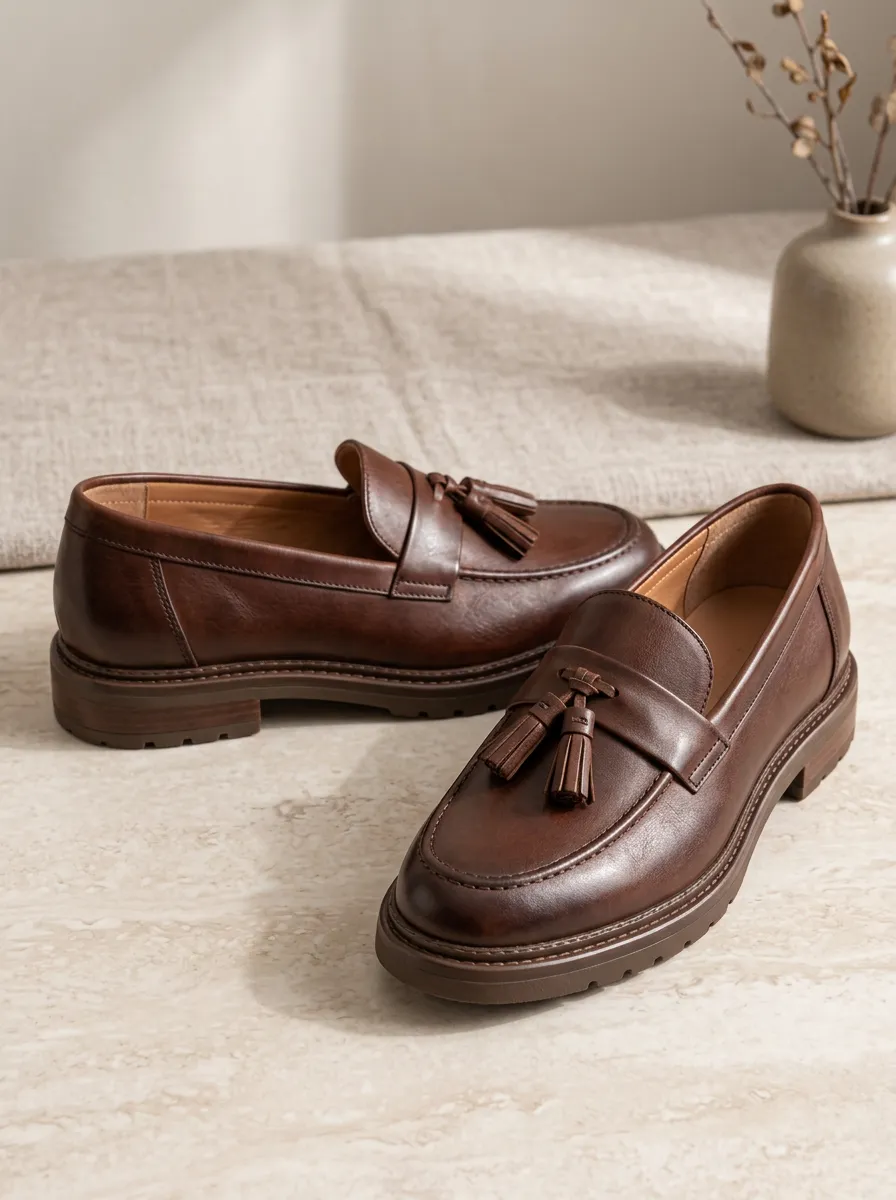 Unisex Classic Leather Tassel Loafers