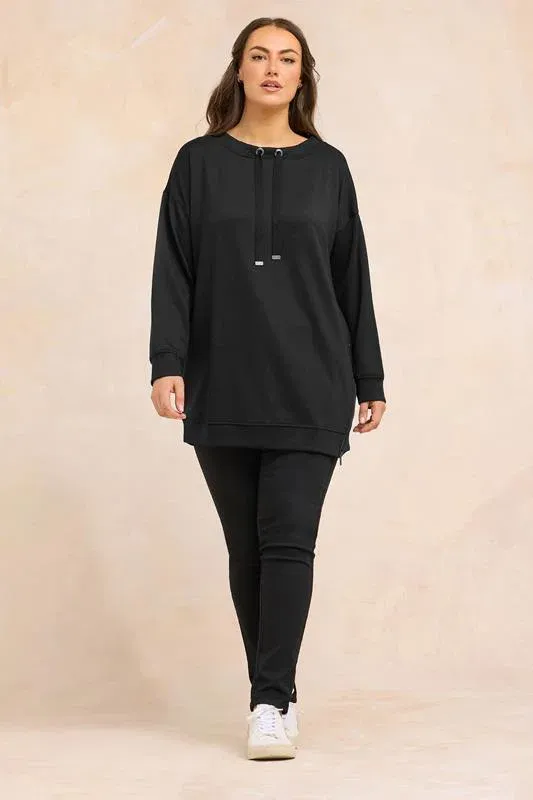 Black Luxe Zip Detail Sweatshirt