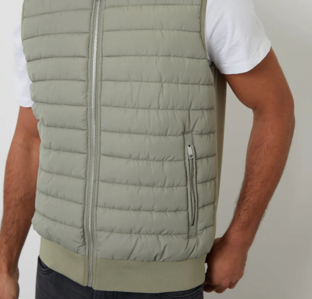 Men's Sage Green Quilted Hybrid Vest