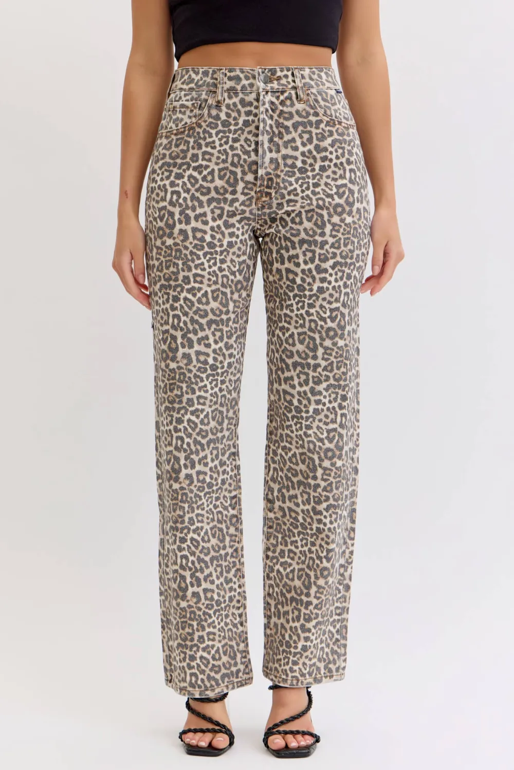 Women's Leopard-Print High-Rise Dad Jeans