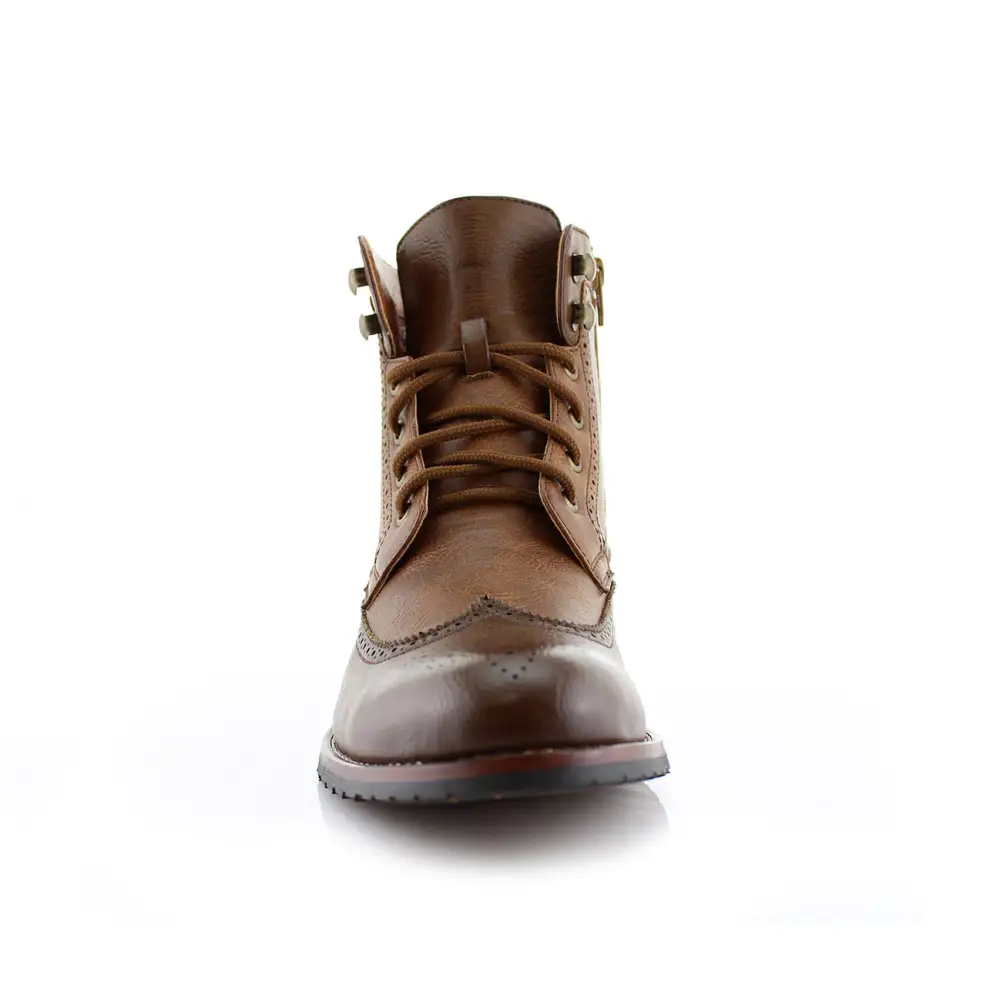 Two-Tone Wingtip Brogue Combat Boots