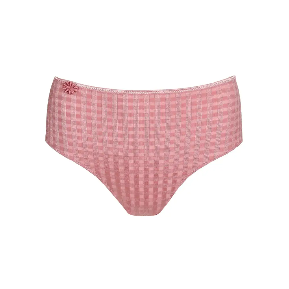 Women's Full Coverage Elastic Waistband Cotton Gusset Floral Embroidery Cotton Checkered Retro Detail Soft Fabric Stretch Fit Brief Panty