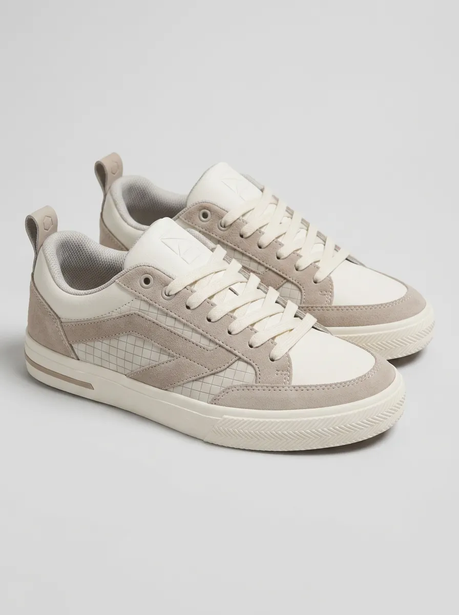 Lace-Detail Lace-Up Geometric Women's Low-Top Skate Sneakers