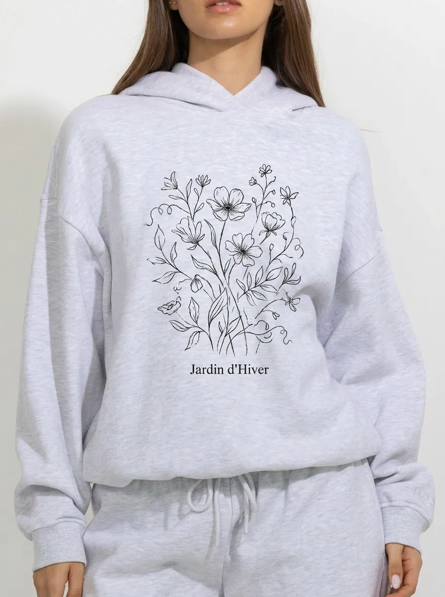 Women's Botanical Floral Jardin d'Hiver Printed Hoodie