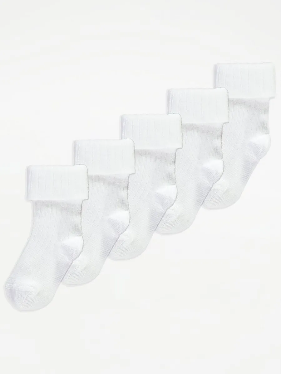 White Ribbed Socks 5 Pack