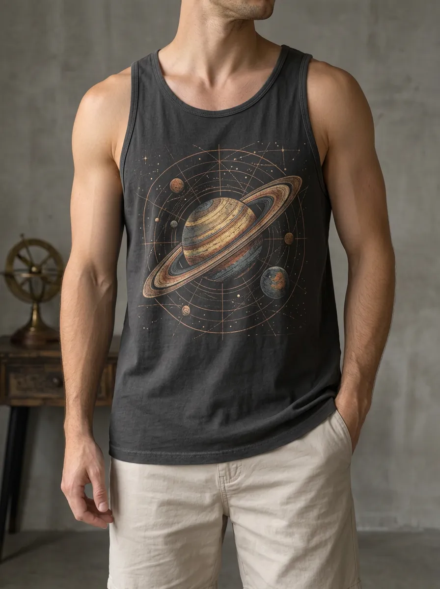 Men's Astronomy Saturn Planet Tank Top
