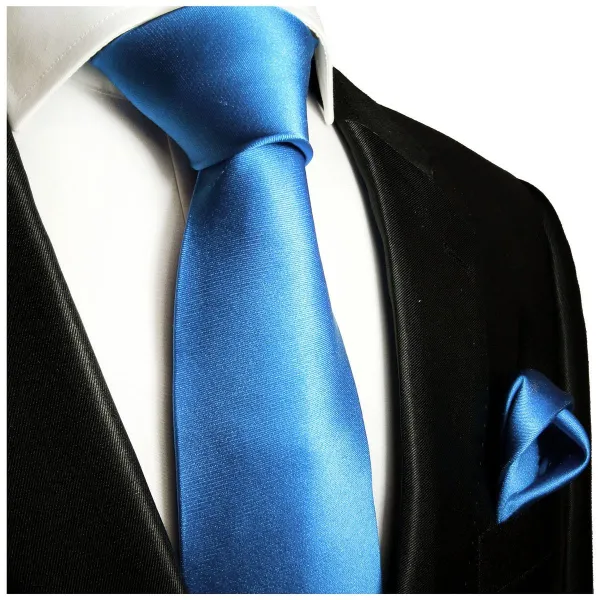 Contemporary Solid Men's Necktie With Pocket Square