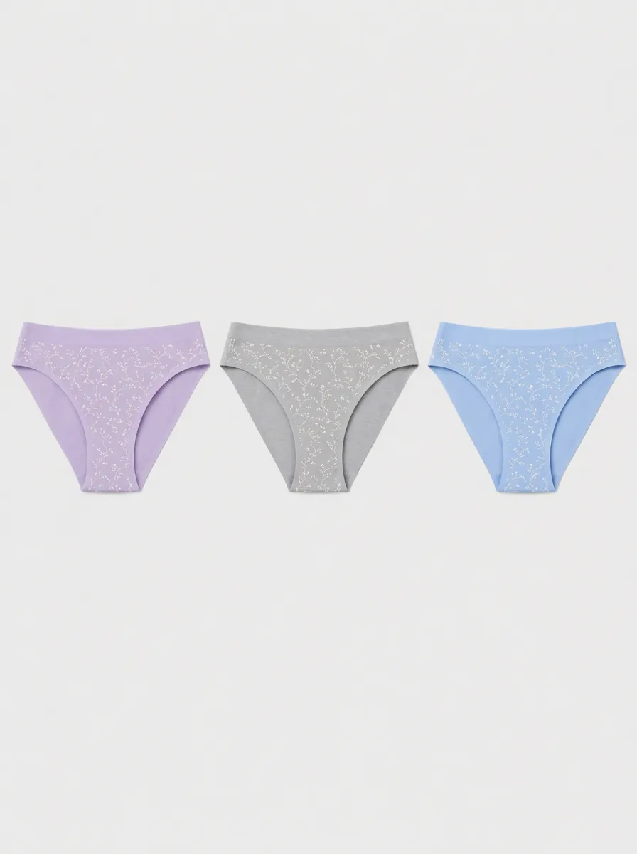 Women's Assorted Floral Patterned Pastel Briefs 3-Pack