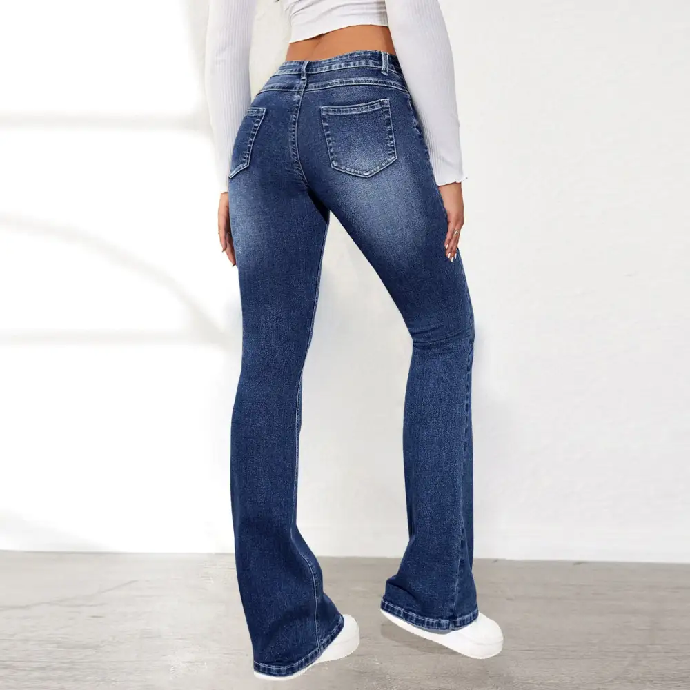 Women's Flared Slim Fit Washed Jeans