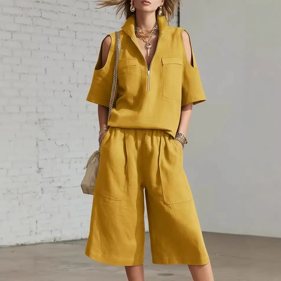 Zip-Front Denim Women's Matching Set