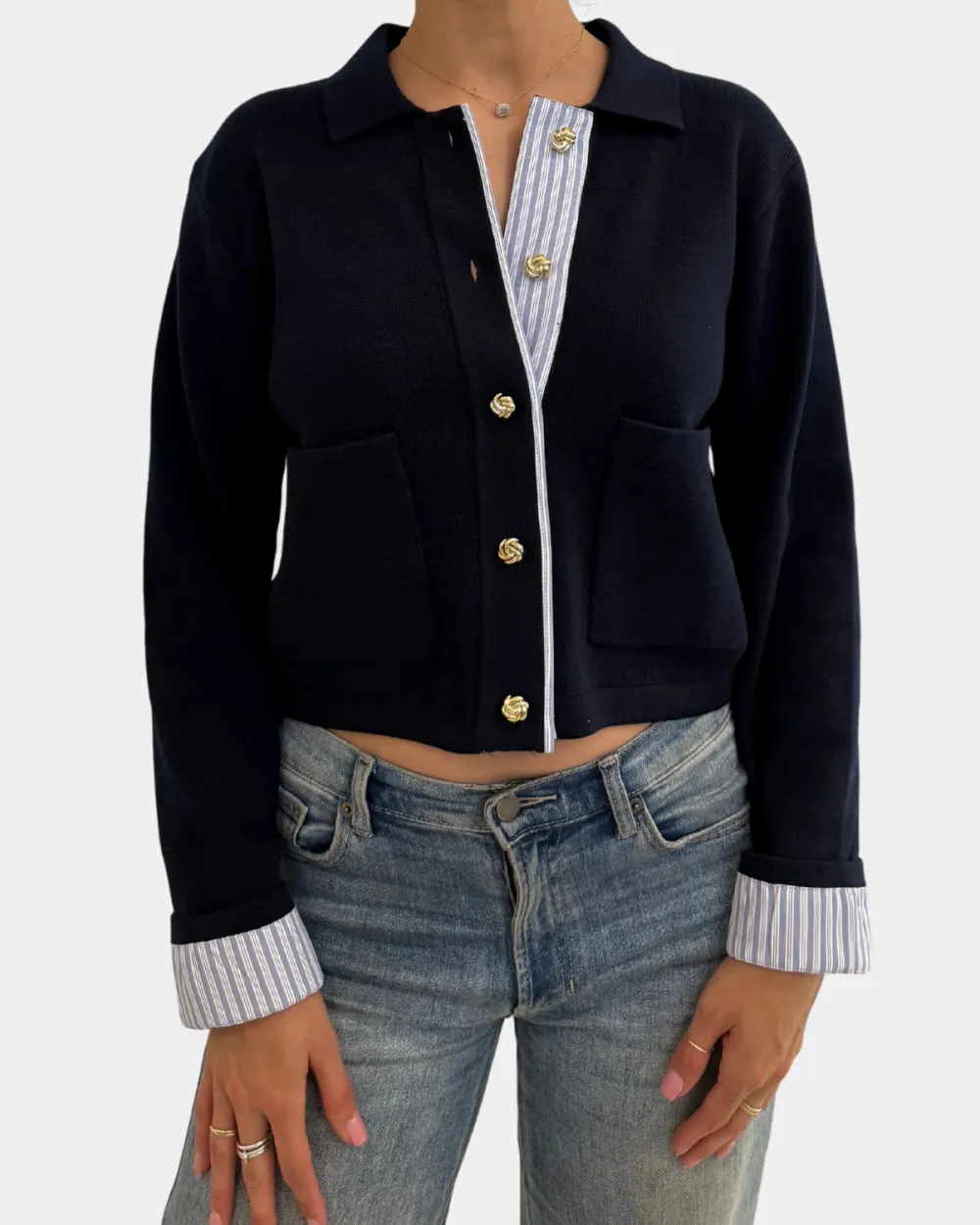 Contrast Color Cardigan
