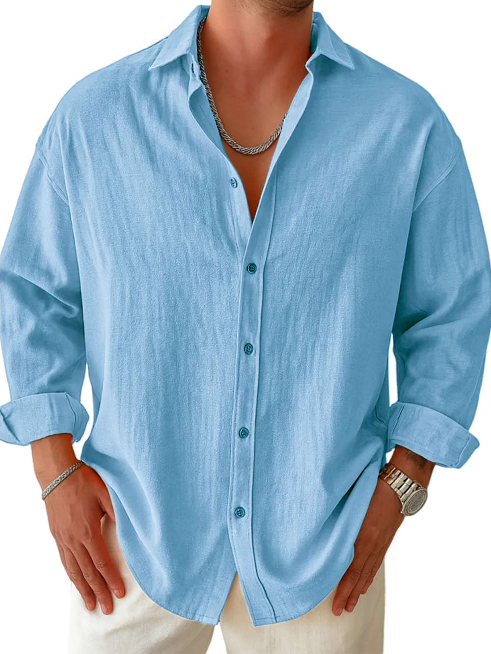 Structured Long Sleeve Pleated Front Shirt