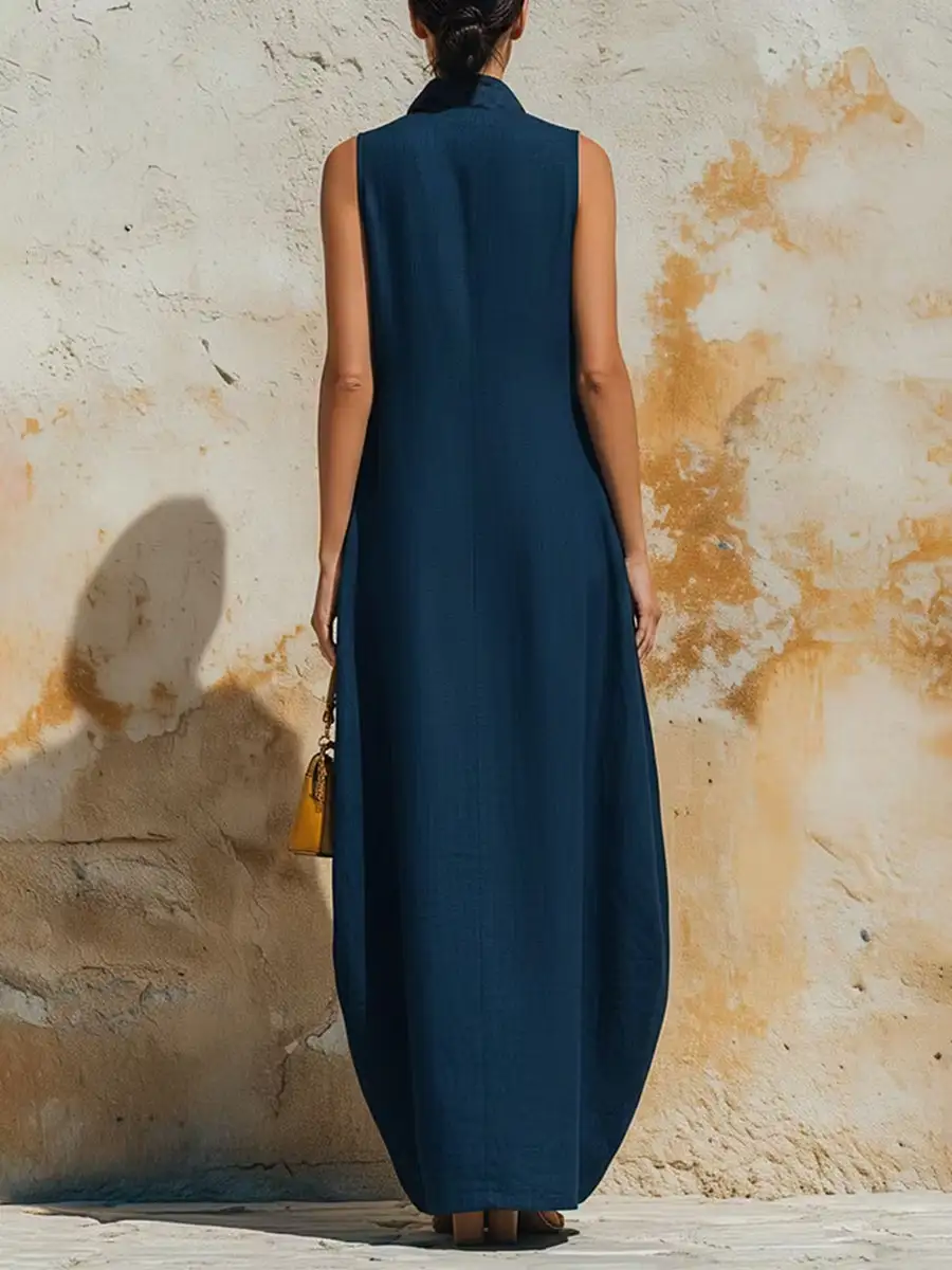 Split Buttoned Maxi Dress