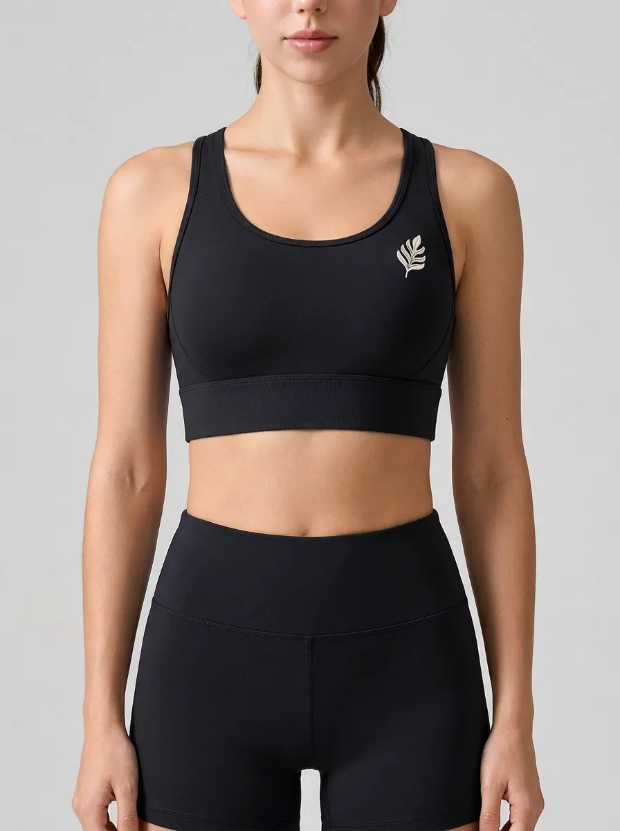 Women's Leaf-Graphic Scoop-Neck Racerback Sports Bra