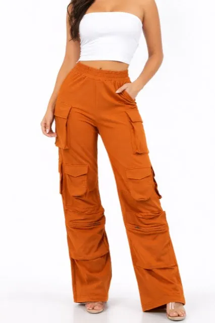 Comfy Big Pockets Cargo Pants Terracotta