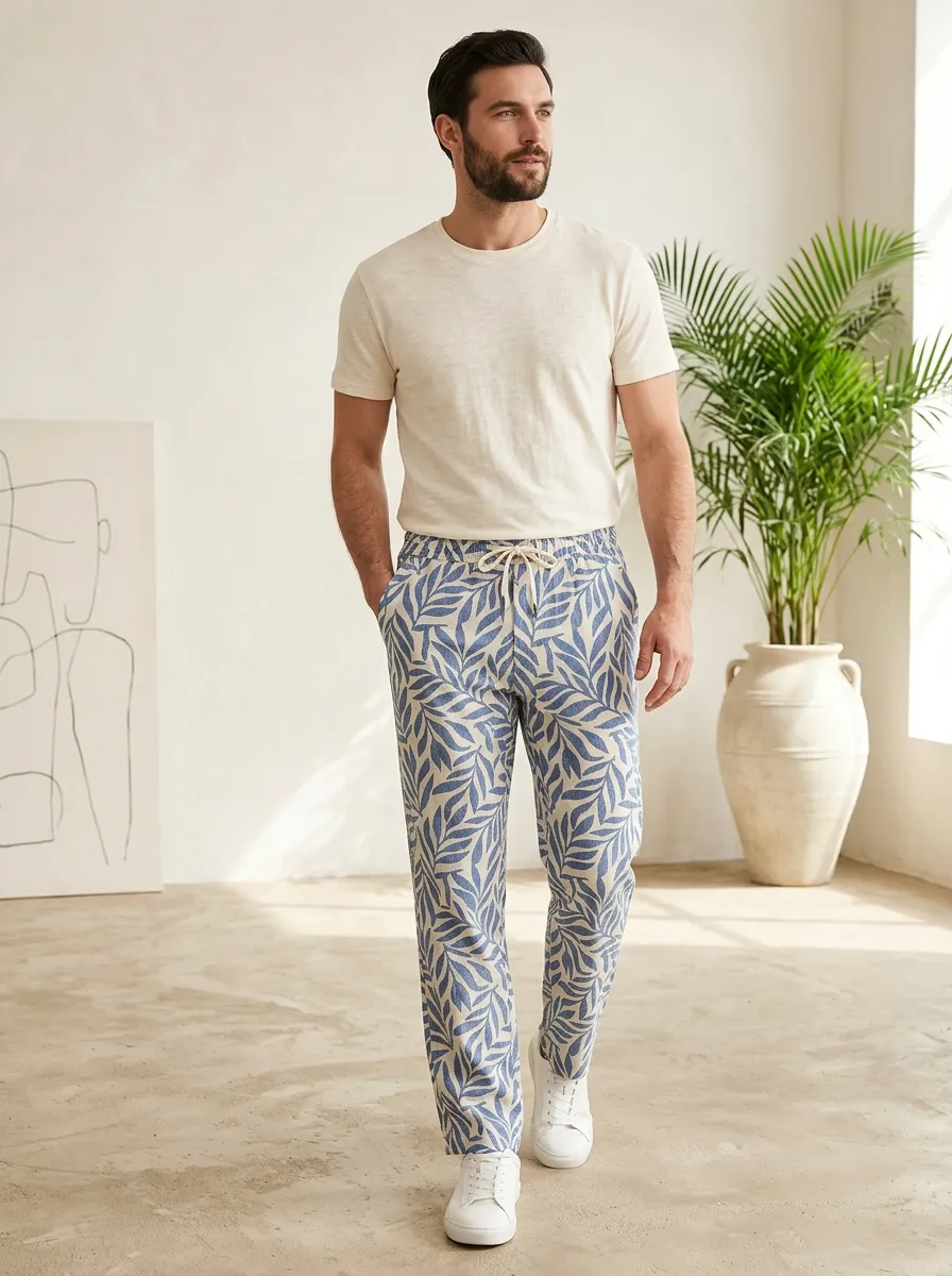 Men's Printed Leaf Pants