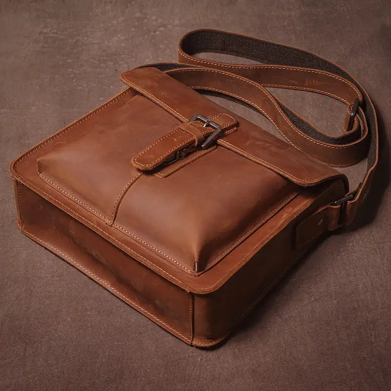 Vintage Genuine Leather Satchel Bag – Unisex Structured Work & Travel Bag
