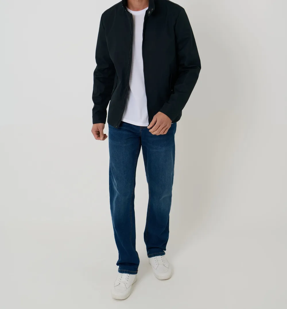 Men's Navy Water-Resistant Harrington Jacket